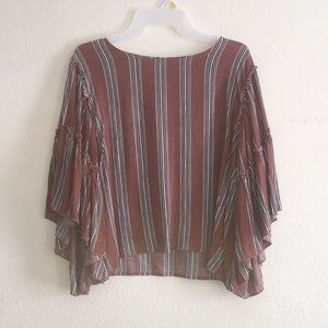 Women’s Striped Blouse-Bell Sleeves